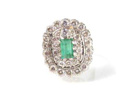 Brillant-Smaragdring zus. ca. 1,30 ct - Arte, antiquariato e gioielli