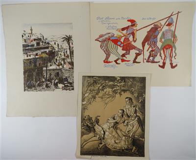 3 Lithografien: - Arte, antiquariato e gioielli