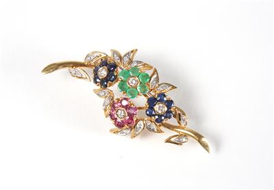 Brillant-Diamantbrosche zus. ca. 0,40 ct - Art, antiques and jewellery