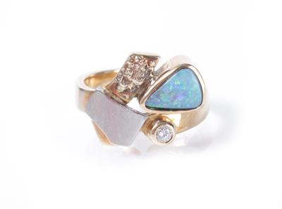 Brillant-Opalring - Art, antiques and jewellery