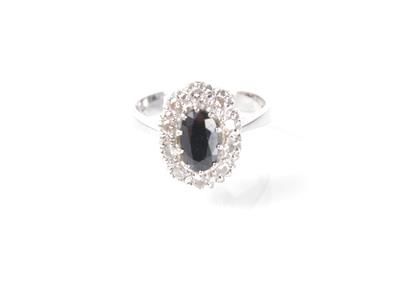 Diamant-Saphirring - Art, antiques and jewellery