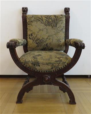 Historismus-Scherenfauteuil im Renaissancestil, 2. Hälfte 19. Jahrhundert - Arte, antiquariato e gioielli