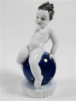 Putto auf Sternenkugel, Entwurf Franz Nagy, Rosenthal, Zweigwerk Bahnhof-Selb um 1930 - Umění, starožitnosti a šperky