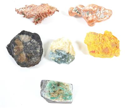 6 kleine Mineralien/Metalle - Minerali e fossili