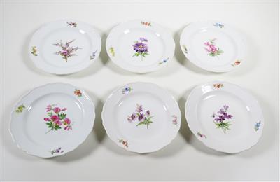 6 kleine Blumenteller, Meissen, 1860-1924 - Arte, antiquariato e gioielli