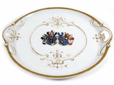 Rundes Tablett mit Wappen, 2. Hälfte 19. Jahrhundert - Kunst, Antiquitäten und Schmuck