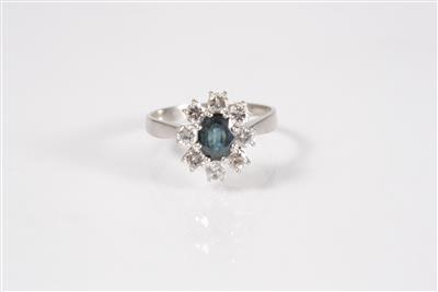 Brillant-Saphirring zus. ca. 0,70 ct - Art, antiques and jewellery