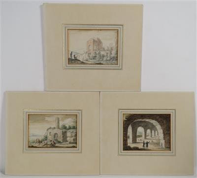 Drei Miniatur-Aquarelle eines anonymen Malers um 1800 - Arte, antiquariato e gioielli