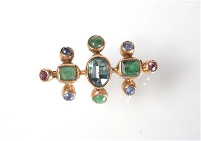 Schmucksteinbrosche - Art, antiques and jewellery