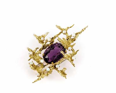 Amethystbrosche - Art, antiques and jewellery