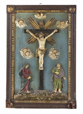 Kreuzigungsgruppe, Alpenländisch um 1800 - Arte, antiquariato e gioielli