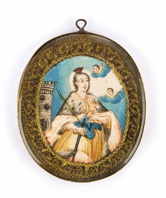 Ovale Reliquienkapsel, Alpenländisch 18. Jahrhundert - Kunst, Antiquitäten und Schmuck