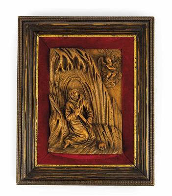 Relief, Hl. Franziskus (Franz von Assisi), 1. Hälfte 17. Jahrhundert - Art, antiques and jewellery