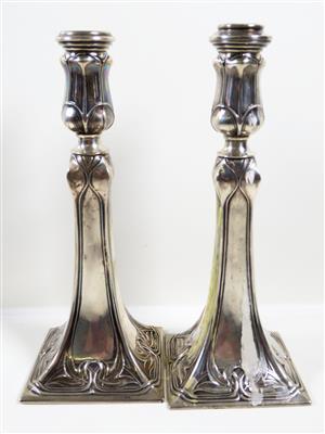 Paar Jugendstil-Kerzenleuchter, Deutsch um 1900 - Gioielli, arte e antiquariato
