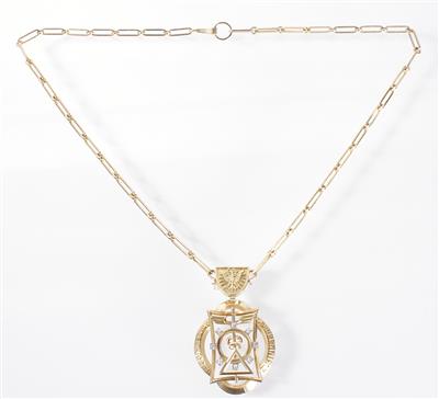 Brillant-Verdienstanhänger der Tiroler Handelskammer, an Halskette - Schmuck, Kunst und Antiquitäten