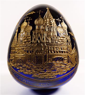 Glas-Ei in der Art Fabergé, 20. Jahrhundert - Schmuck, Kunst und Antiquitäten