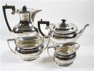 Englisches Tee- bzw. Kaffeegarnitur, Silber, 4 Stück, - Jewellery, antiques and art