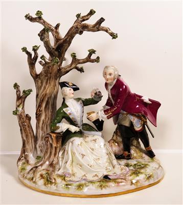 Galantes Jägerpaar unter Baum, Entwurf Johann Joachim Kaendler 1743, Meissen 1860-1924 - Jewellery, antiques and art