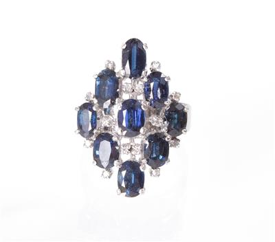 Saphir-Diamantdamenring - Jewellery, antiques and art