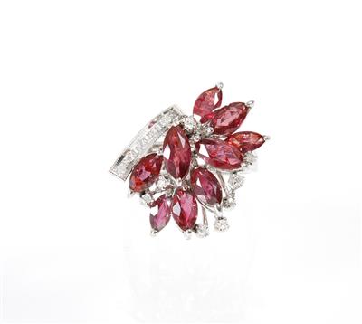 Rubin-Diamantdamenring - Jewellery, antiques and art