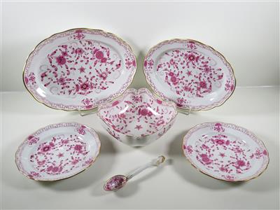 2 ovale Platten, Schüssel, 2 Speiseteller, Meissen, 1860-1924 - Jewellery, antiques and art