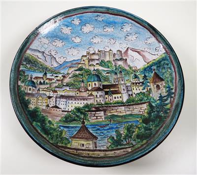 Bild-Wandteller "Salzburg", Schleiss Keramik, Gmunden 3. Viertel 20. Jahrhundert - Gioielli, arte e antiquariato
