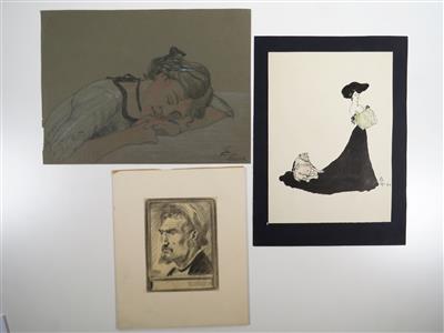Drei Zeichnungen, 19./20. Jahrhundert - Gioielli, arte e antiquariato