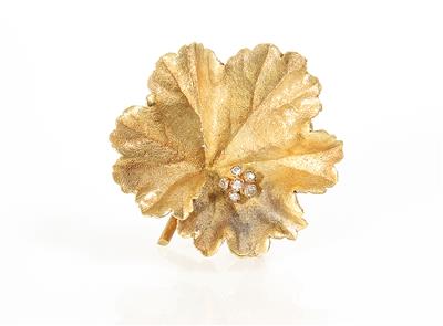 Diamantbrosche "Blatt" - Schmuck, Kunst und Antiquitäten