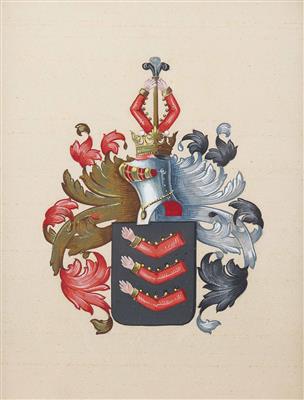 Heraldik: Zwei adelige Wappen einer Familie, Salzburgisch? um 1900 - Paintings