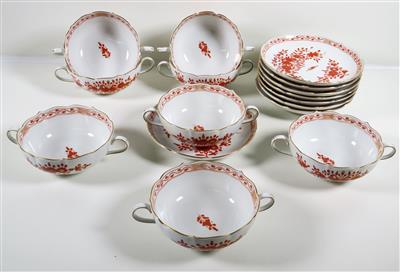 8 gehenkelte Suppenschalen mit Untertassen, Meissen, um 1970 - Gioielli e antiquariato