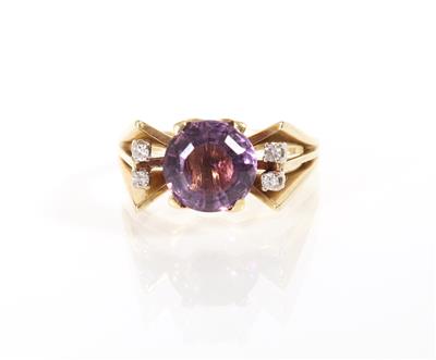 Brillantring mit Amethyst - Schmuck und Antiquitäten