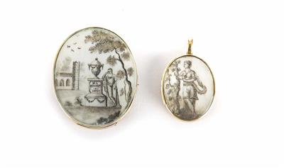 Zwei klassizistische Emblem-Miniaturen, um 1800 - Schmuck und Antiquitäten