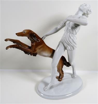 Laufende mit Saluki, Entwurf Gustav Oppel 1936, Rosenthal, Kunstabteilung Selb 1939 - Gioielli, arte e antiquariato