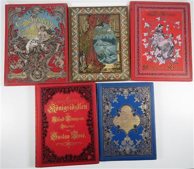 Konvolut von fünf illustrierten PrunkGeschenkbüchern im Stil des Historismus, um 1885 a) - Jewellery, antiques and art