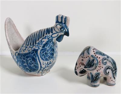 Kleine Schale in Form einer Henne und kleiner Elefant, Schleiss Keramik, Gmunden - Gioielli, arte e antiquariato