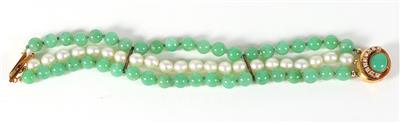 Kulturperlen-ChrysoprasArmkette - Jewellery, Works of Art and art