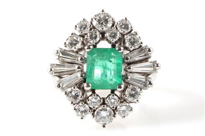 Brillant Diamant Smaragd Damenring - Jewellery, antiques and art