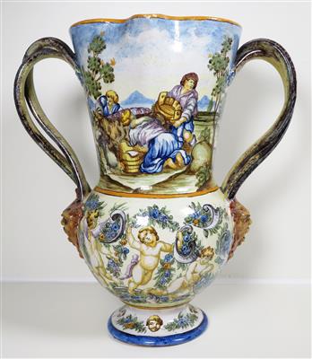Großer Doppelhenkelkrug, in der Art Castelli, 20. Jahrhundert - Jewellery, antiques and art
