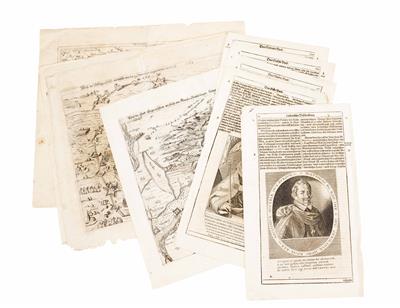 Neun barocke Druckgraphiken, Kupferstiche auf Papier: a-e) Regentenportraits: - Schmuck, Kunst & Antiquitäten