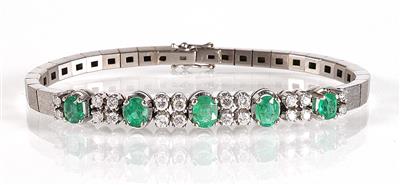 Brillant Smaragd Armband zus. ca. 0,60 ct - Gioielli, arte e antiquariato