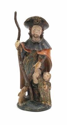 Miniatur-Statuette, Hl. Rochus, Deutsch, 17. Jahrhundert - Klenoty, umění a starožitnosti