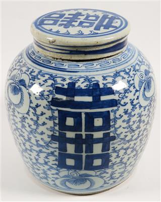Blau-weißer Ingwertopf mit Deckel, China - Klenoty, umění a starožitnosti