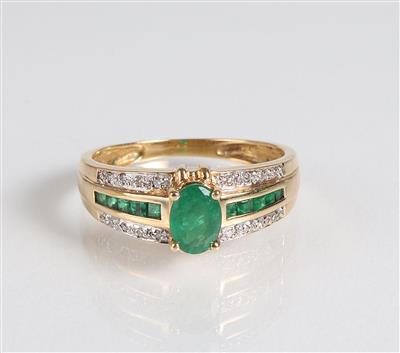Diamant Smaragdring - Schmuck, Kunst & Antiquitäten