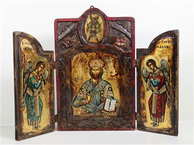 Griechisches Ikonen-Triptychon, wohl 20. Jahrhundert - Gioielli, arte e antiquariato