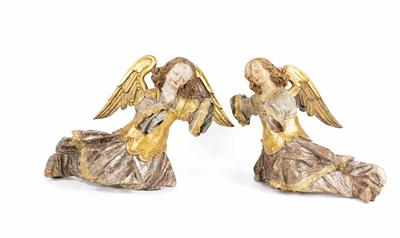 Paar Altaraufsatz-Engel, Süddeutsch/Österreichisch, 1. Hälfte 17. Jahrhundert - Schmuck, Kunst & Antiquitäten