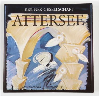 Ausstellungskatalog Attersee 1985 mit kleiner Gefälligkeitszeichnung des Künstlers - Gioielli, arte e antiquariato