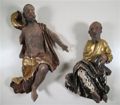 Gott Vater und Jesus Christus aus Dreifaltigkeitsgruppe, wohl Alpenländisch um 1800 - Gioielli, arte e antiquariato