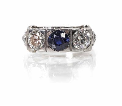 Diamant Brillant Saphirring zus. ca. 1,65 ct - Jewellery, antiques and art