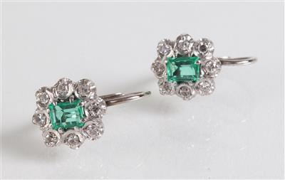 Diamant-Smaragd Ohrgehänge - Gioielli, arte e antiquariato