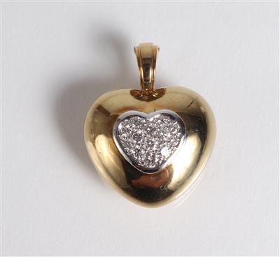 Brillant Herzanhänger zus. ca. 0,60 ct - Schmuck, Kunst & Antiquitäten